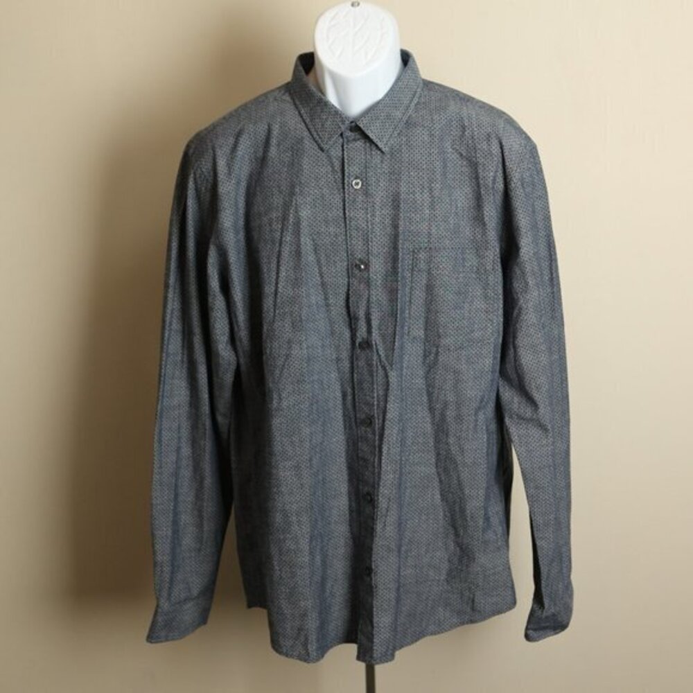 Vince Men’s Blue Dot Print Button Up Shirt XL EUC 🔵 Casual 👔